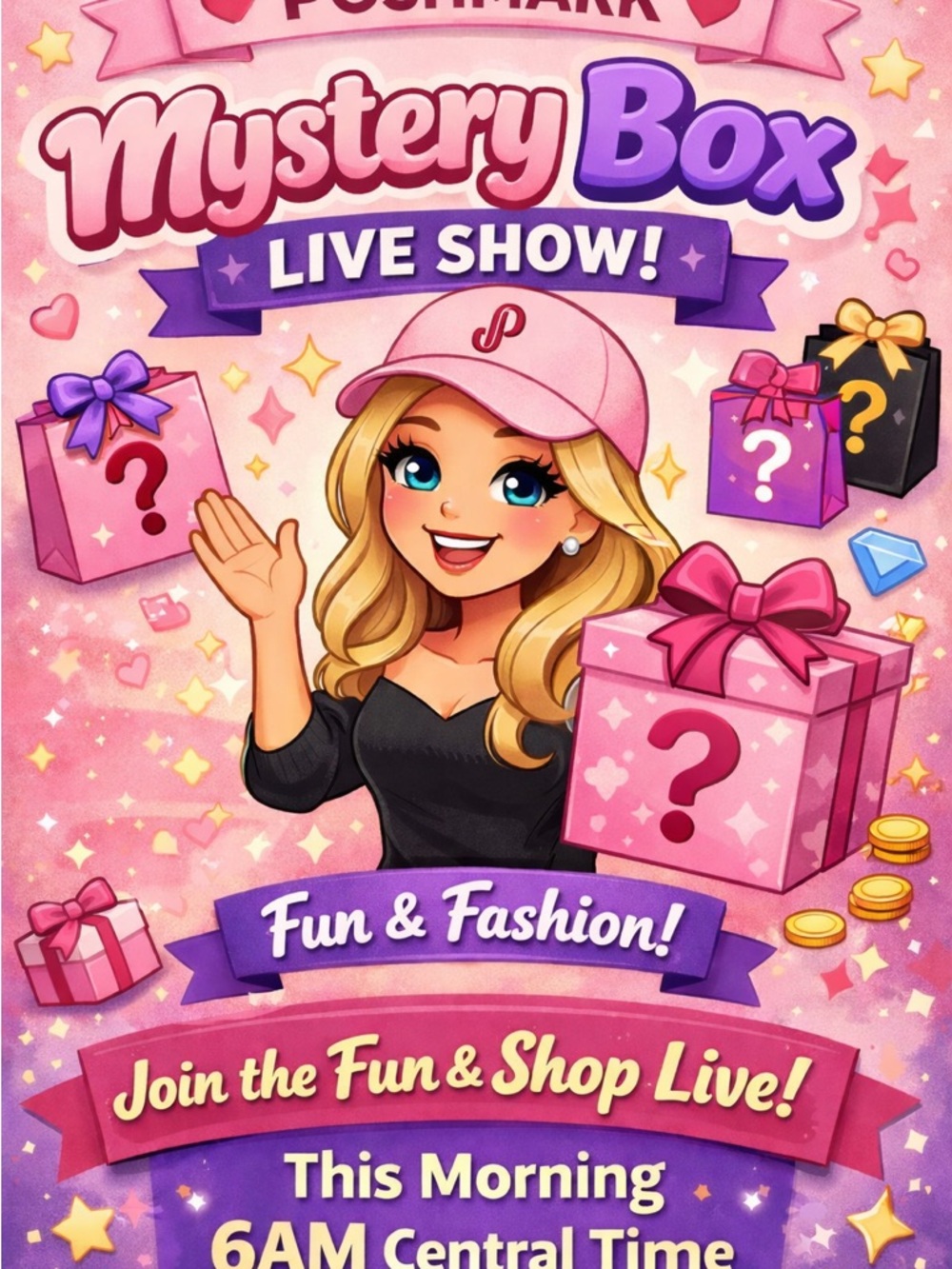 Poshmark Mystery Box Live Show Poster - Pink & Purple